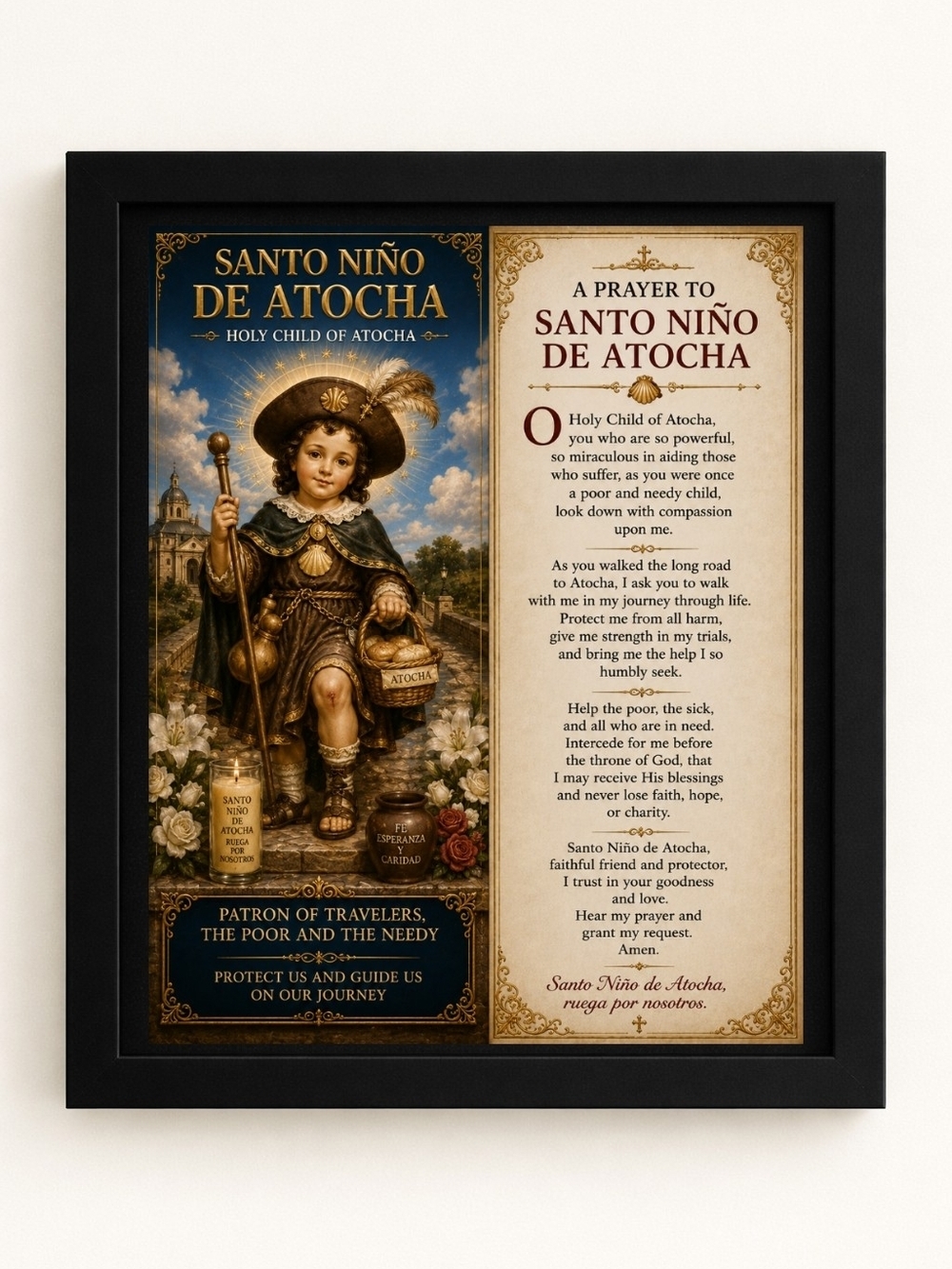 Santo Niño de Atocha Framed Prayer A.I. Print 8x10 Frame